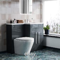 Aric 1100 RH Freestanding Grey Vanity, BTW Rimless Toilet, WC & Basin Flat Pack