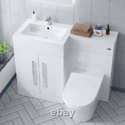 Aric 1100mm LH White Gloss Bathroom Basin Vanity with WC & Rimless BTW Toilet