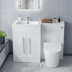 Aric 1100mm LH White Gloss Bathroom Basin Vanity with WC & Rimless BTW Toilet