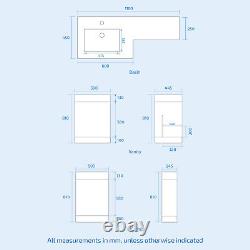 Aric 1100mm LH White Vanity with BTW Toilet, WC Unit & Resin Basin Flat Pack