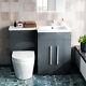 Aric 1100mm Rh Freestanding Grey Vanity With Btw Rimless Toilet, Wc & Basin