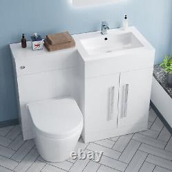 Aric 1100mm RH Freestanding White Vanity with BTW Rimless Toilet, WC & Basin