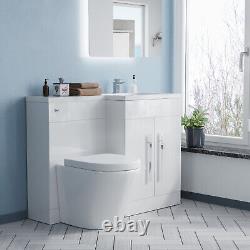 Aric 1100mm RH Freestanding White Vanity with BTW Rimless Toilet, WC & Basin