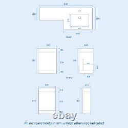 Aric 1100mm RH Freestanding White Vanity with BTW Rimless Toilet, WC & Basin