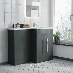 Aric Bathroom Basin Sink Vanity Grey Unit Cabinet Furniture RH 1100mm