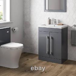 Artis Breeze Grey Gloss Freestanding Vanity Unit with Basin 600mm