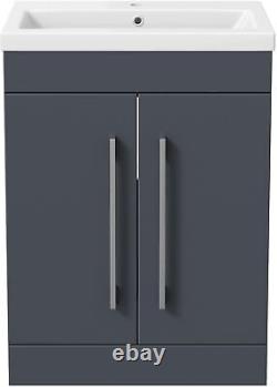 Artis Breeze Grey Gloss Freestanding Vanity Unit with Basin 600mm