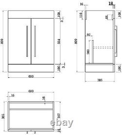 Artis Breeze Grey Gloss Freestanding Vanity Unit with Basin 600mm