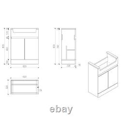 Aurora Bathroom Toilet WC Basin Sink Vanity Unit Combination Grey Gloss 600mm