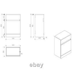 Aurora Bathroom Toilet WC Basin Sink Vanity Unit Combination Grey Gloss 600mm
