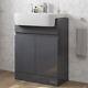 Aurora Grey Gloss Freestanding Vanity Unit With Semi Recessed Basin 600mm