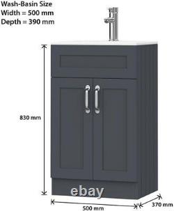 BELOFAY Crawley Grey 500mm Floor Standing Bathroom Vanity Unit With Basin