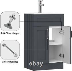 BELOFAY Crawley Grey 500mm Floor Standing Bathroom Vanity Unit With Basin