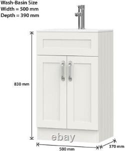 BELOFAY Crawley White 500mm Floor Standing Bathroom Vanity Unit With Basin