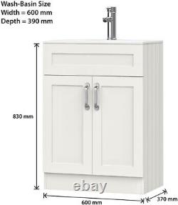 BELOFAY Crawley White 600mm Floor Standing Bathroom Vanity Unit With Basin