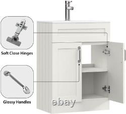 BELOFAY Crawley White 600mm Floor Standing Bathroom Vanity Unit With Basin