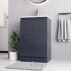 BELOFAY Denvor Grey 500mm Floor Standing Bathroom Vanity Unit With Basin