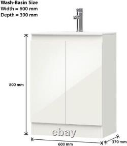 BELOFAY Denvor White 600mm Floor Standing Bathroom Vanity Unit With Basin