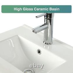 BELOFAY Gloss White Grey Bathroom Floor Standing Door Vanity Unit & Basin Sink