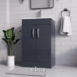 BELOFAY New York Grey 500mm Floor Standing Bathroom Vanity Unit With Basin