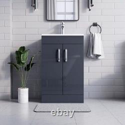 BELOFAY New York Grey 500mm Floor Standing Bathroom Vanity Unit With Basin