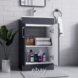 BELOFAY New York Grey 500mm Floor Standing Bathroom Vanity Unit With Basin