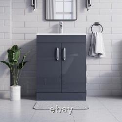 BELOFAY New York Grey 600mm Floor Standing Bathroom Vanity Unit With Basin