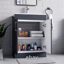 BELOFAY New York Grey 600mm Floor Standing Bathroom Vanity Unit With Basin