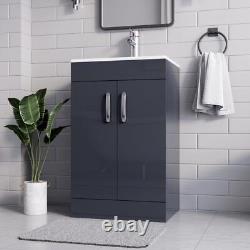 BELOFAY New York Grey Floor Standing Bathroom Vanity Unit With Ceramic Basin