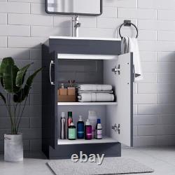 BELOFAY New York Grey Floor Standing Bathroom Vanity Unit With Ceramic Basin