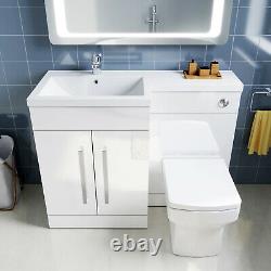 Back to Wall Close Coupled Toilet Concealed Cistern WC Unit Bathroom Vanity Sink