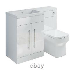 Back to Wall Close Coupled Toilet Concealed Cistern WC Unit Bathroom Vanity Sink