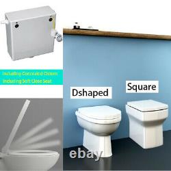 Back to Wall Close Coupled Toilet Concealed Cistern WC Unit Bathroom Vanity Sink