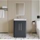 Balterleyfloor Standing 2 Door Vanity Unit With Polymarble Basin 600mm Softblack