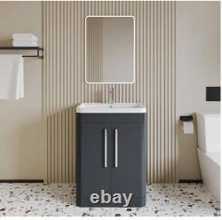 BalterleyFloor Standing 2 Door Vanity Unit With PolyMarble Basin 600mm Softblack
