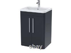 BalterleyFloor Standing 2 Door Vanity Unit With PolyMarble Basin 600mm Softblack