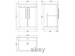 BalterleyFloor Standing 2 Door Vanity Unit With PolyMarble Basin 600mm Softblack