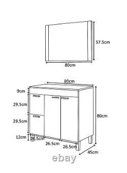 Baltic Bathroom Vanity Basin Unit + Sink + Mirror + Tall Cabinet in Grey Ash