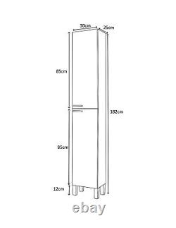 Baltic Bathroom Vanity Basin Unit + Sink + Mirror + Tall Cabinet in Grey Ash