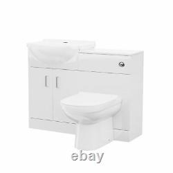 Basin Vanity Sink Toilet Pan and seat Unit WC with Concealed Cistern Set Zebra