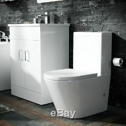 Basin Vanity Unit & Close Coupled WC Toilet Straight Edge Bath Bathroom Suite