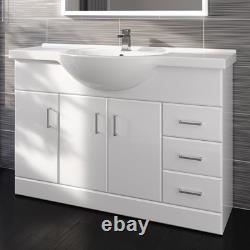 Basin Vanity Unit Sink Cabinet Bathroom Storage Furniture 1200mm White Gloss