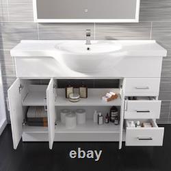 Basin Vanity Unit Sink Cabinet Bathroom Storage Furniture 1200mm White Gloss