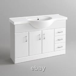 Basin Vanity Unit Sink Cabinet Bathroom Storage Furniture 1200mm White Gloss