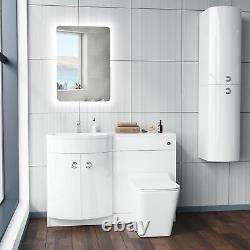 Basin White LH Vanity Unit and WC Toilet Bathroom Sink Cabinet Furniture Dene