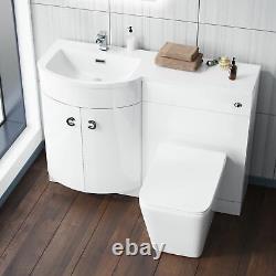 Basin White LH Vanity Unit and WC Toilet Bathroom Sink Cabinet Furniture Dene