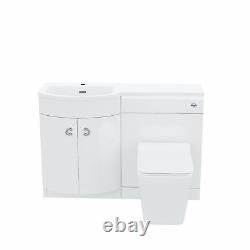 Basin White LH Vanity Unit and WC Toilet Bathroom Sink Cabinet Furniture Dene