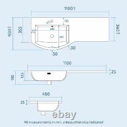 Basin White LH Vanity Unit and WC Toilet Bathroom Sink Cabinet Furniture Dene