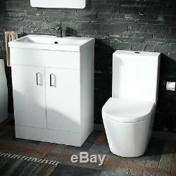 Bath + Rimless Toilet Freestanding Vanity Unit Bathroom Suite Desner