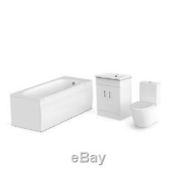 Bath + Rimless Toilet Freestanding Vanity Unit Bathroom Suite Desner